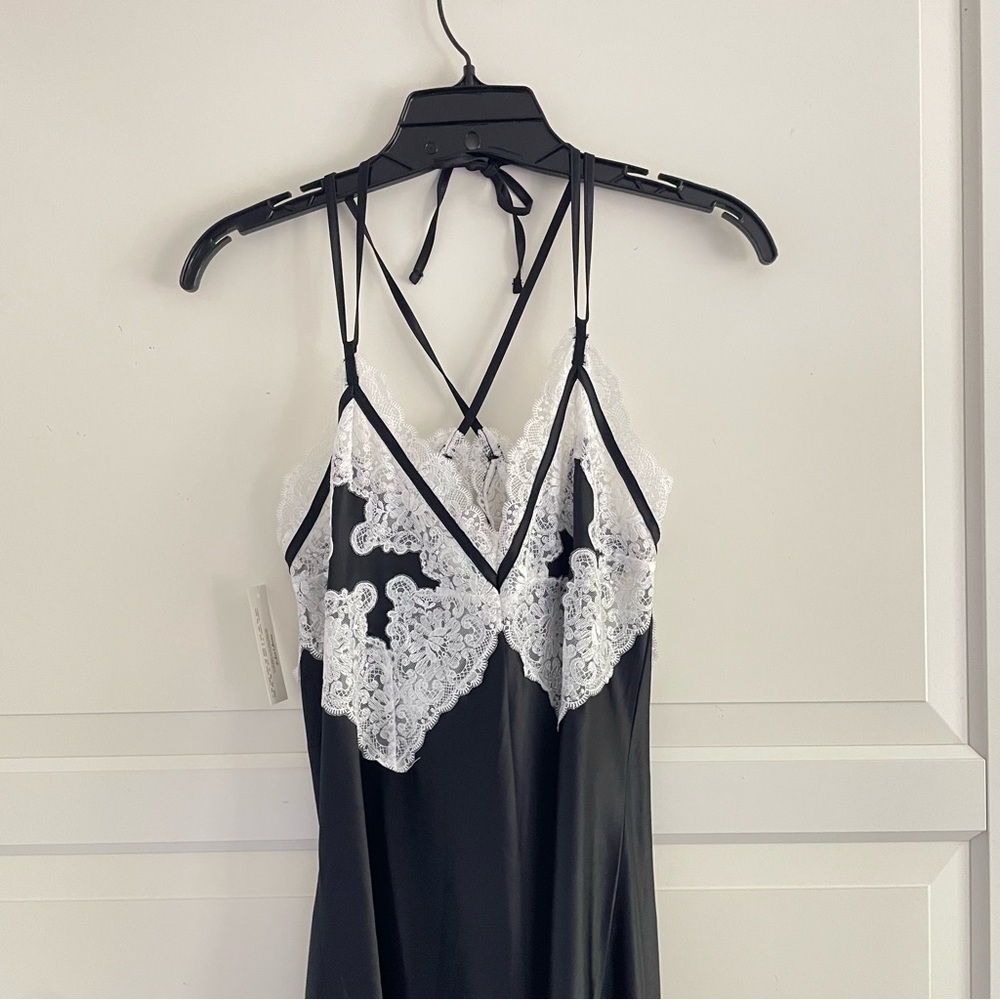 New! For Love & Lemons Maeve maxi slip dress black white lace 26479 - Picture 6 of 16